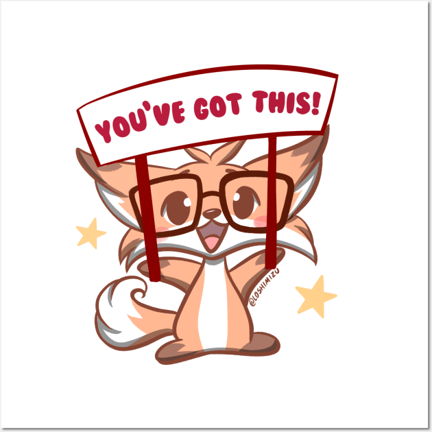 Cute Kawaii Nerd Fox you got this cheering Wall Art by Kyumotea